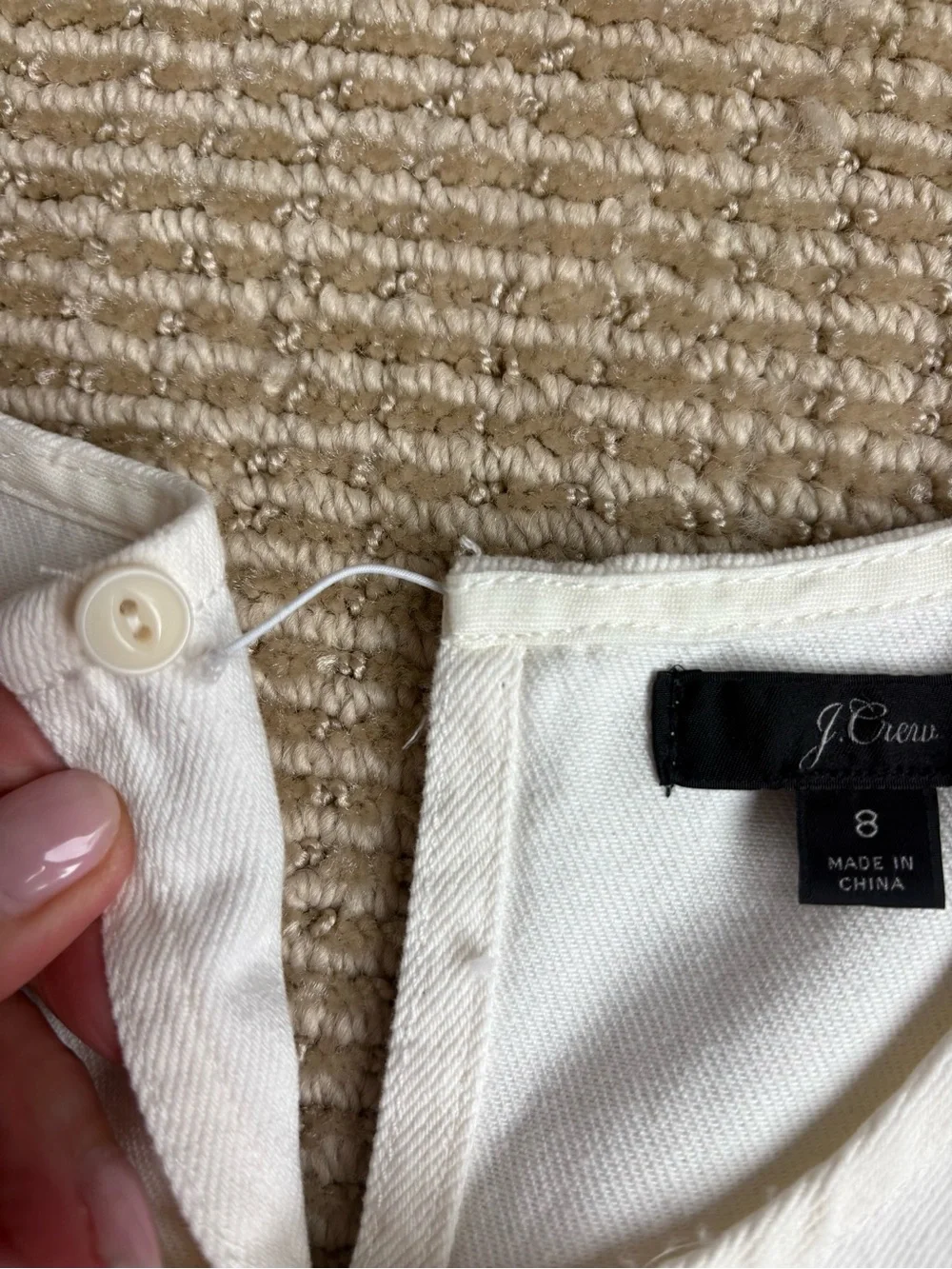 J Crew Denim dress with distressed hem with tags.